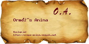 Ormós Anina névjegykártya